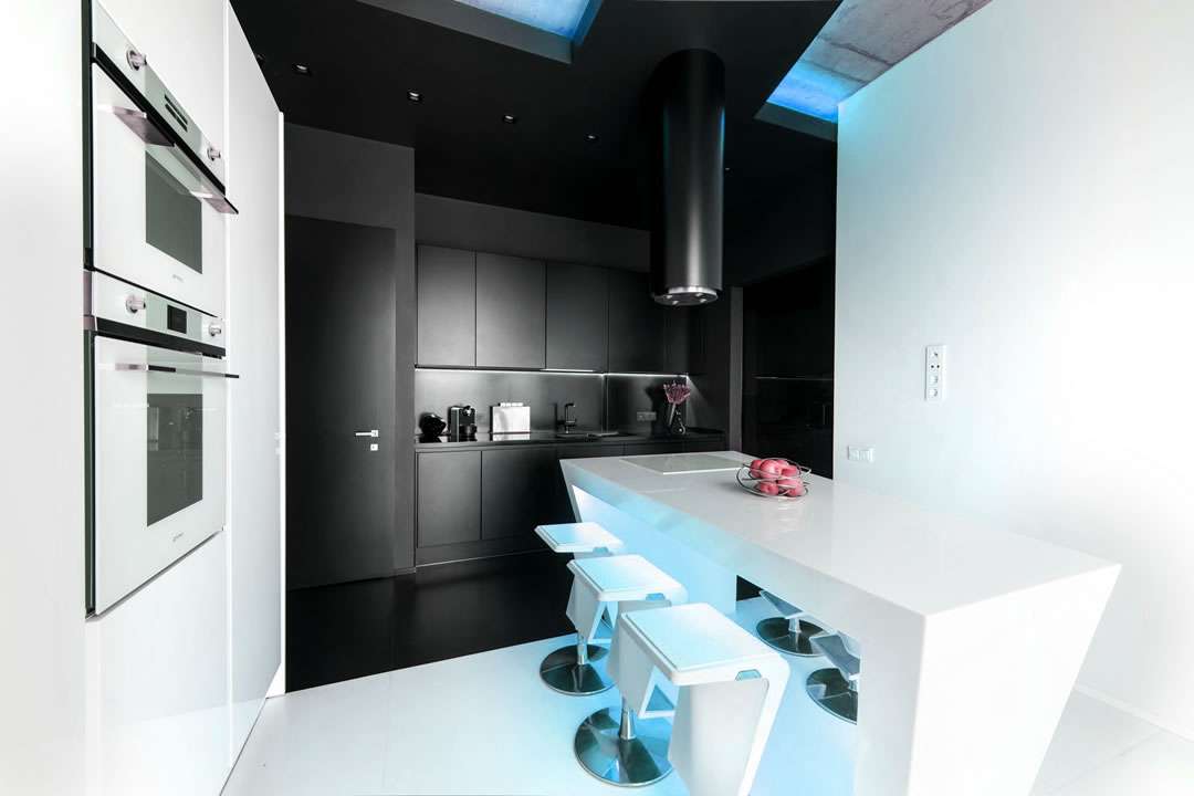 Wandsworth Electricians modern kitchen with blue LED lighting electrical installation